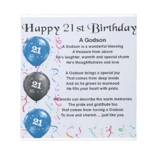 Bloc De Notas Poema del ahijado - 21ro cumpleaños
