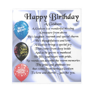 Bloc De Notas Poema del ahijado - diseño del feliz cumpleaños