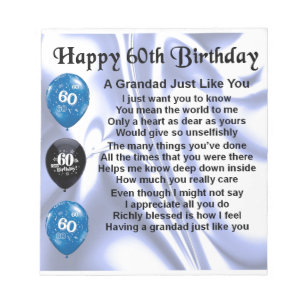 Bloc De Notas Poema del Grandad - 60.o cumpleaños