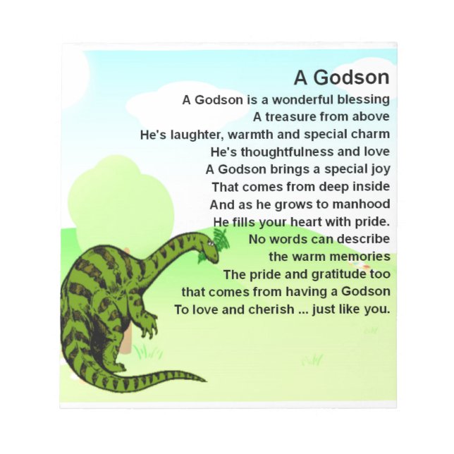 Bloc De Notas Poema Godson - diseño de dinosaurios (Frente)