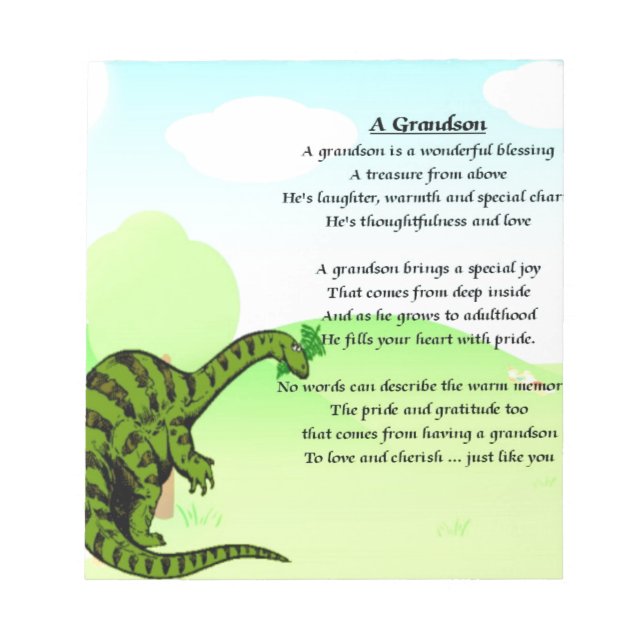 Bloc De Notas Poema Grandson - Dinosaurio (Frente)