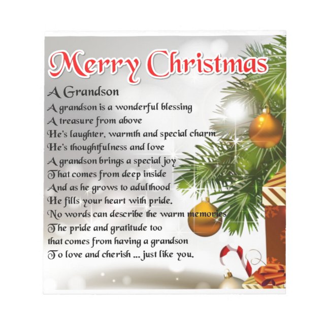 Bloc De Notas Poema Grandson - Diseño de Navidades (Frente)