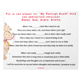 Bloc De Notas Poema Mis sentimientos Rellenar en blanco