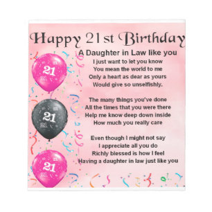 Bloc De Notas Poema para Nuera - Cumpleaños 21