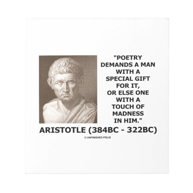 Bloc De Notas Poesía Gira Toque De Locura Aristóteles Cita (Frente)