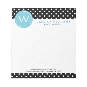 Bloc De Notas Polkadots blancos y negros con acento azul