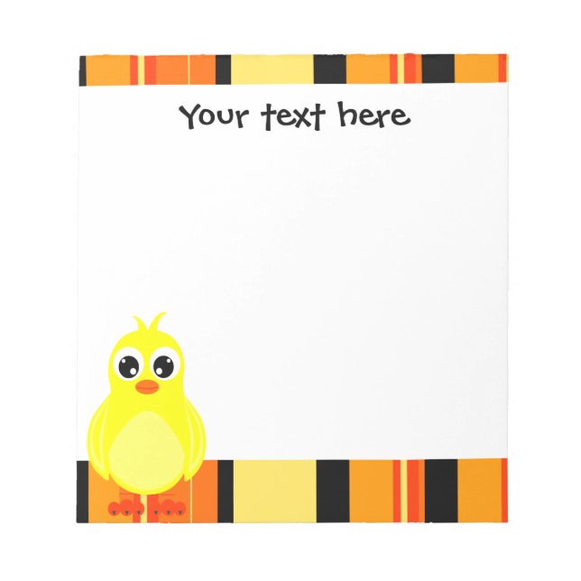 Bloc De Notas Pollito Bebé Adorable - Franja Naranja (Frente)