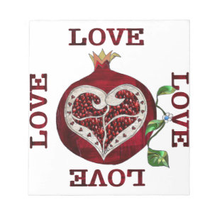 Bloc De Notas Pomegranate Heart LOVE Valentine