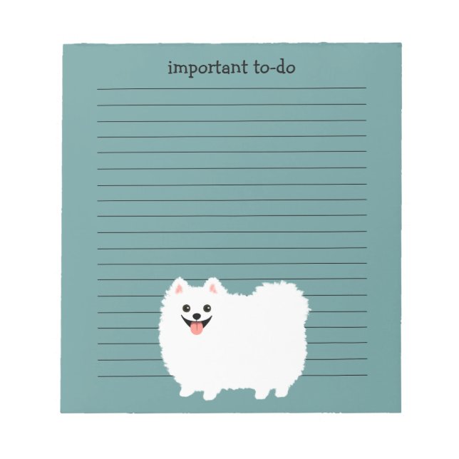Bloc De Notas Pomerania Blanca Adorable con Texto Personalizado (Frente)