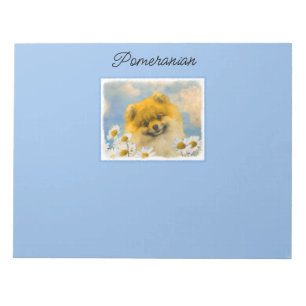 Bloc De Notas Pomerania en pintura de Daisies - Arte de perro or