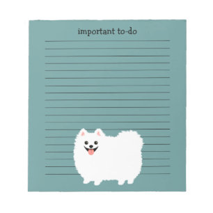 Bloc De Notas Pomerano blanco lindo con texto Personalizado