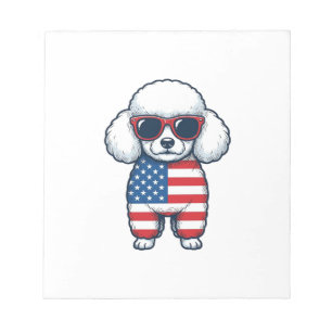 Bloc De Notas Poodle Patriótico con Gafas de Sol Diseño Vectoria