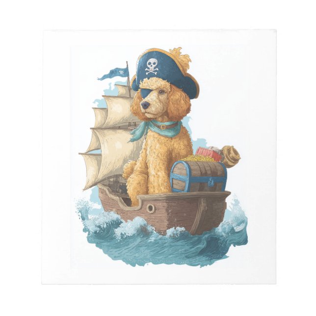 Bloc De Notas Poodle Pirata � Perro Marino Divertido (Frente)