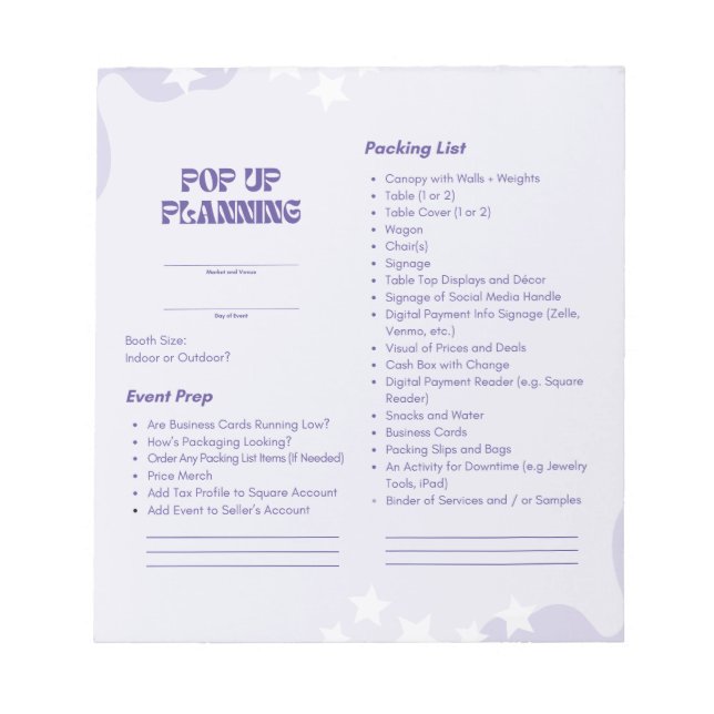 Bloc De Notas Pop-Up Market Planning Pad (Frente)