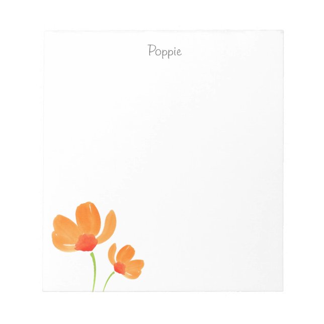 Bloc De Notas Poppies de color de agua naranja (Frente)