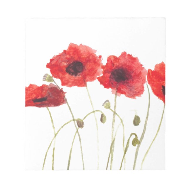 Bloc De Notas Poppies flores rojas adormidera acuarela naturalez (Frente)