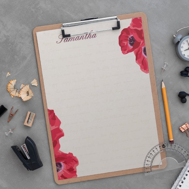 Bloc De Notas Poppies rojos en el fondo del texto personalizado (Subido por el creador)