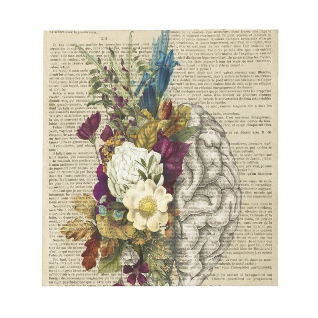 Bloc De Notas poster de anatomía cerebral floral médica (Frente)