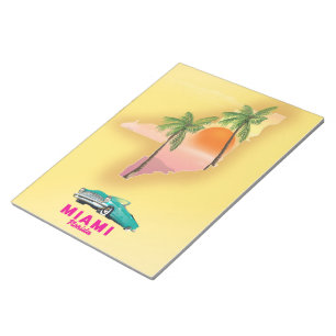 Bloc De Notas Póster de mapa ilustrado de Miami Florida