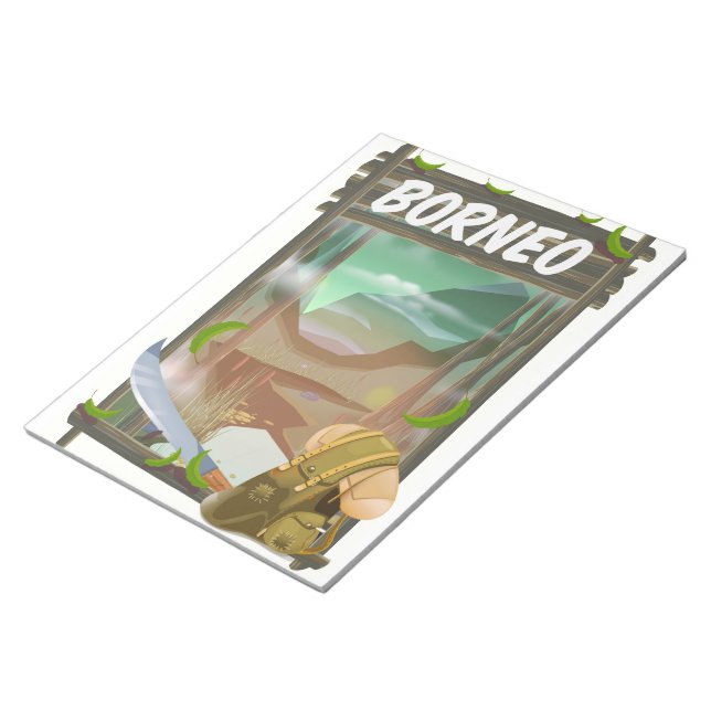 Bloc De Notas Póster de viaje a la selva de Borneo (Lado Derecho)
