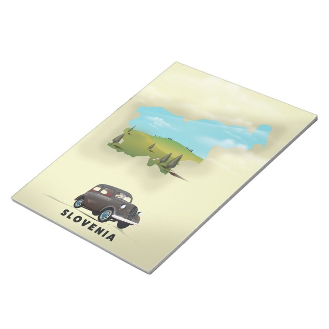 Bloc De Notas Póster de viaje con mapa ilustrado de Eslovenia (Lado Derecho)