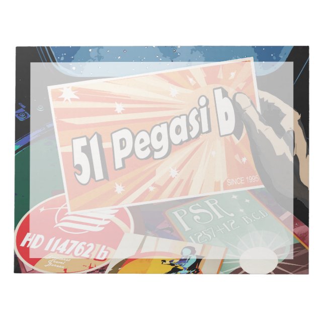 Bloc De Notas Poster del espacio retro-Exoplanet Discovery 51 Pe (Frente)