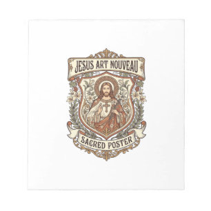 Bloc De Notas Póster Sagrado Jesús Art Nouveau Jesús Art Nouveau
