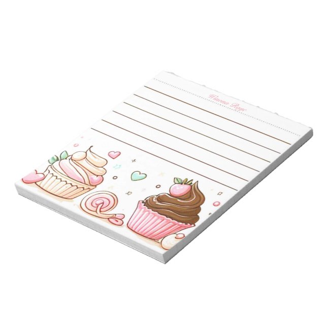 Bloc De Notas Postres Pastel de Chef Personalizado (Lado Izquierdo)