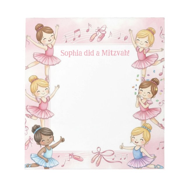 Bloc De Notas Ppad de nota para la Ballerina rosa personalizada  (Frente)