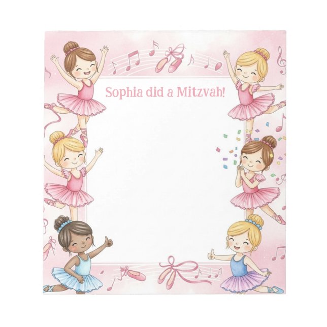 Bloc De Notas Ppad de nota para la Ballerina rosa personalizada  (Frente)