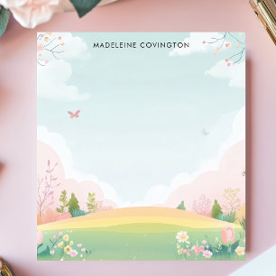 Bloc De Notas Pradera de Mariposas Floral Nombre Personalizado