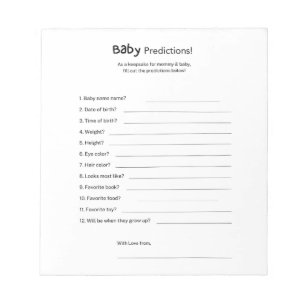 Bloc De Notas Predicciones de Baby Shower Universales Neutrales 