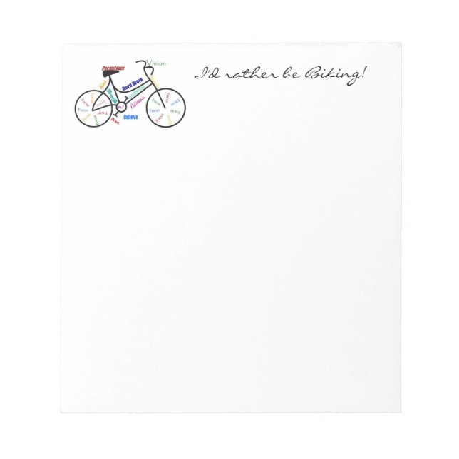 Bloc De Notas Prefiero andar en bicicleta con palabras motivacio (Frente)