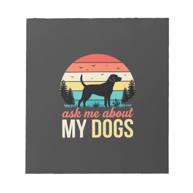 Bloc De Notas Pregúntame sobre mis perros Retro Sunset_1 (Frente)