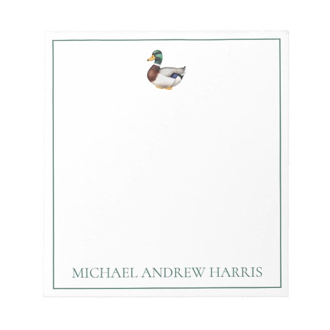 Bloc De Notas Preppy Mallard Duck Personalizado (Frente)