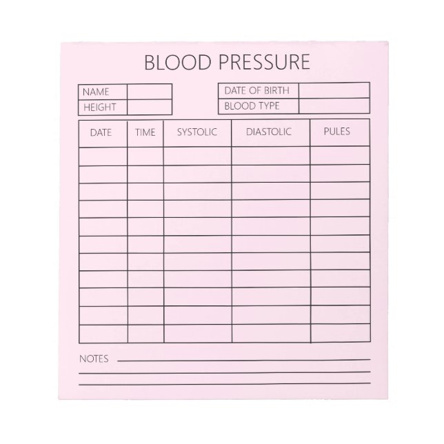 Bloc De Notas Presión arterial (Frente)