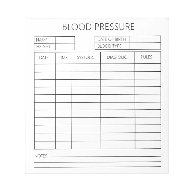 Bloc De Notas Presión sanguínea (Frente)