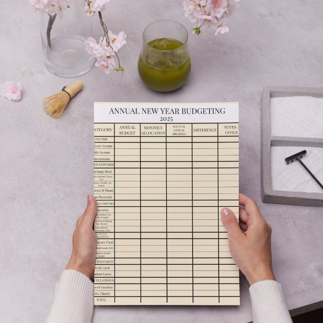 Bloc De Notas Presupuestación Anual De Año Nuevo Rosa Beige (Subido por el creador)