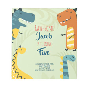 Bloc De Notas Presupuesto, invitación de cumpleaños de dinosauri