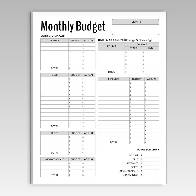 Bloc De Notas Presupuesto mensual (Subido por el creador)