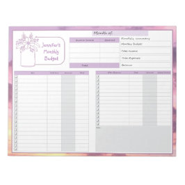 Bloc De Notas Presupuesto mensual y Bill Tracker morado amarillo