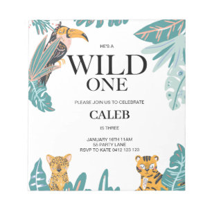 Bloc De Notas Presupuesto Wild One Cute Jungle Tema Primer Invit
