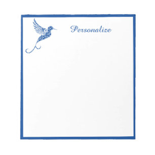 Bloc De Notas Pretty Blue Hummingbird Personalized  Notepad