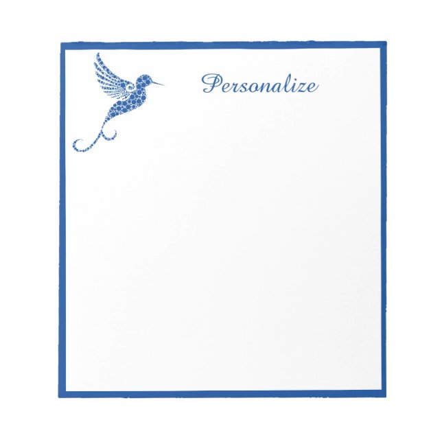 Bloc De Notas Pretty Blue Hummingbird Personalized  Notepad (Frente)