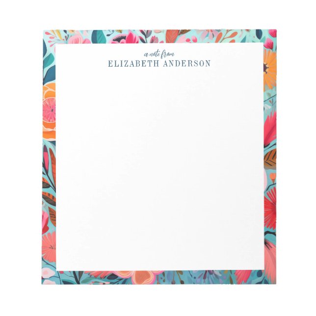 Bloc De Notas Pretty Botanical Girly Floral Frame  (Frente)