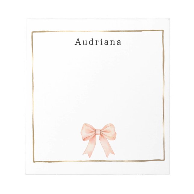 Bloc De Notas Pretty Peach Bow Personalized  (Frente)