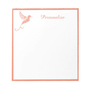 Bloc De Notas Pretty Pink Salmon Hummingbird Personalized