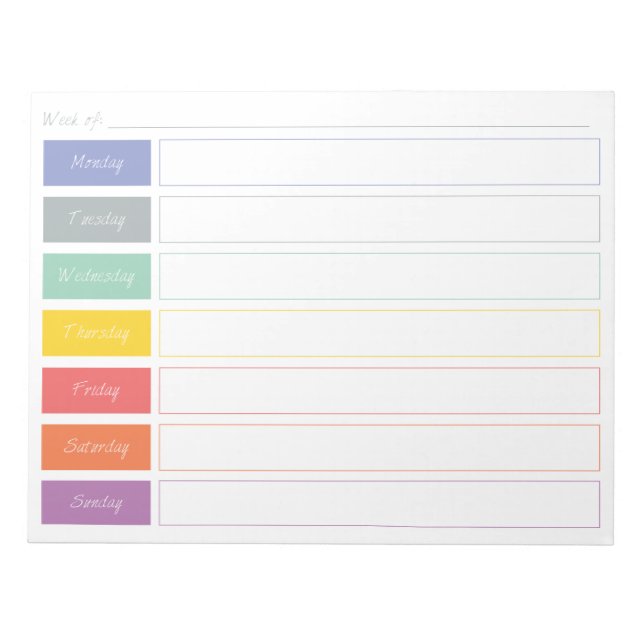 Bloc De Notas Primavera Rainbow Weekly Planner desgarró Notepad (Frente)