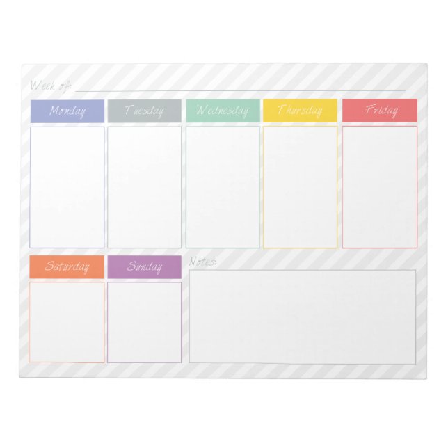 Bloc De Notas Primavera Rainbow Weekly Planner desgarró Notepad (Frente)