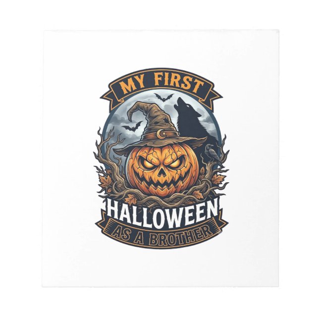 Bloc De Notas Primer Halloween como hermano Pumpkin Wolf Moon_1 (Frente)